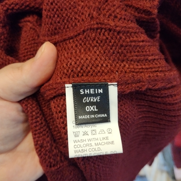 SHEIN Red Crew Neck Sweater Soft Knit Long Sleeve - Picture 5 of 5